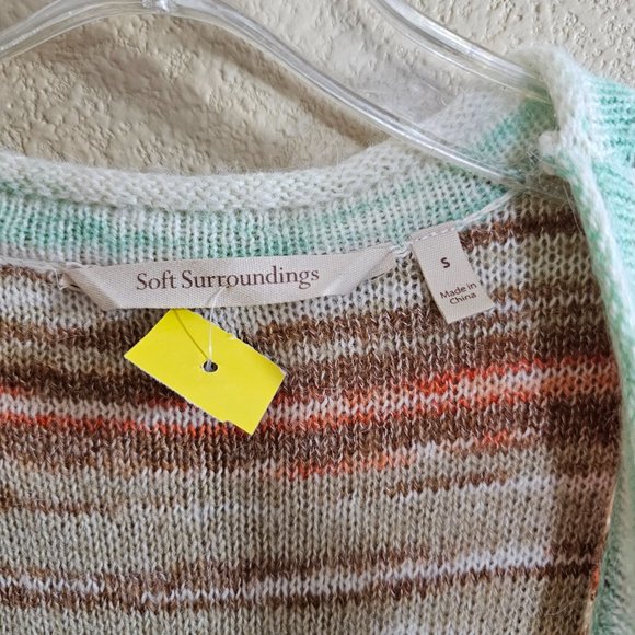 SOFT SURROUNDINGS Juniper Multi Stripe Open Front Very Soft Sweater~Size S - Picture 10 of 12